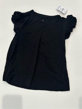 NWT Hannah Sky Girls' Black Ruffle Sleeve Tank